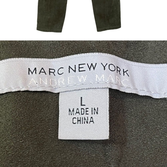 Marc New York Andrew Marck Womens Pants Size Large Olive Faux Suede Leggings - Picture 3 of 10